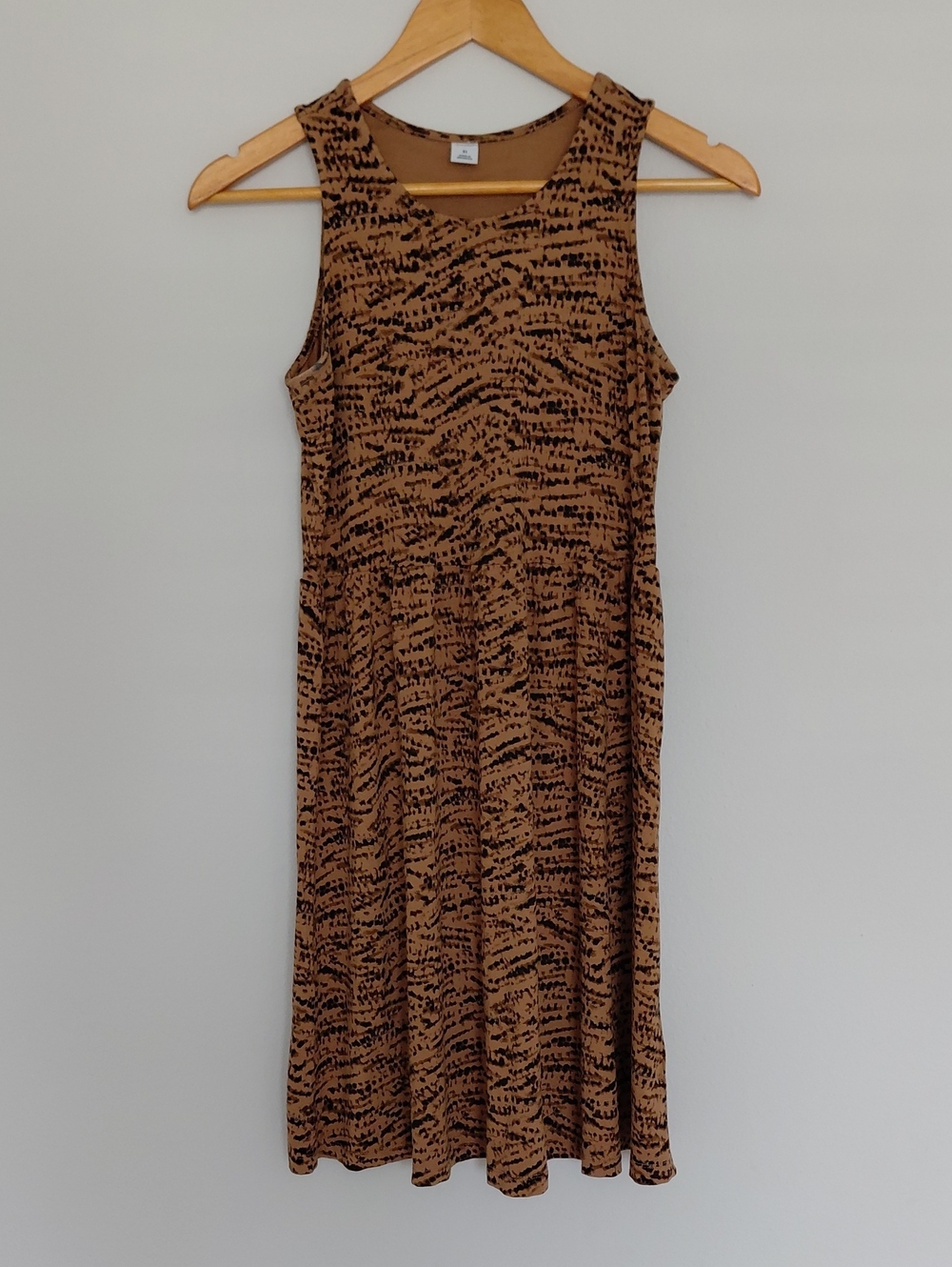 Old Navy Brown Dress with Black Abstract Print